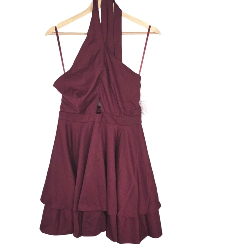maroon halter homecoming dress Beaded Bodice Halter Burgundy Tulle Homecoming Dresses,Open Back Short Formal Dresses,apd2541